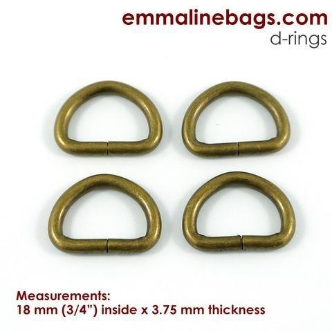 D-Rings 3/4" Antique Brass Finish (4 pack)