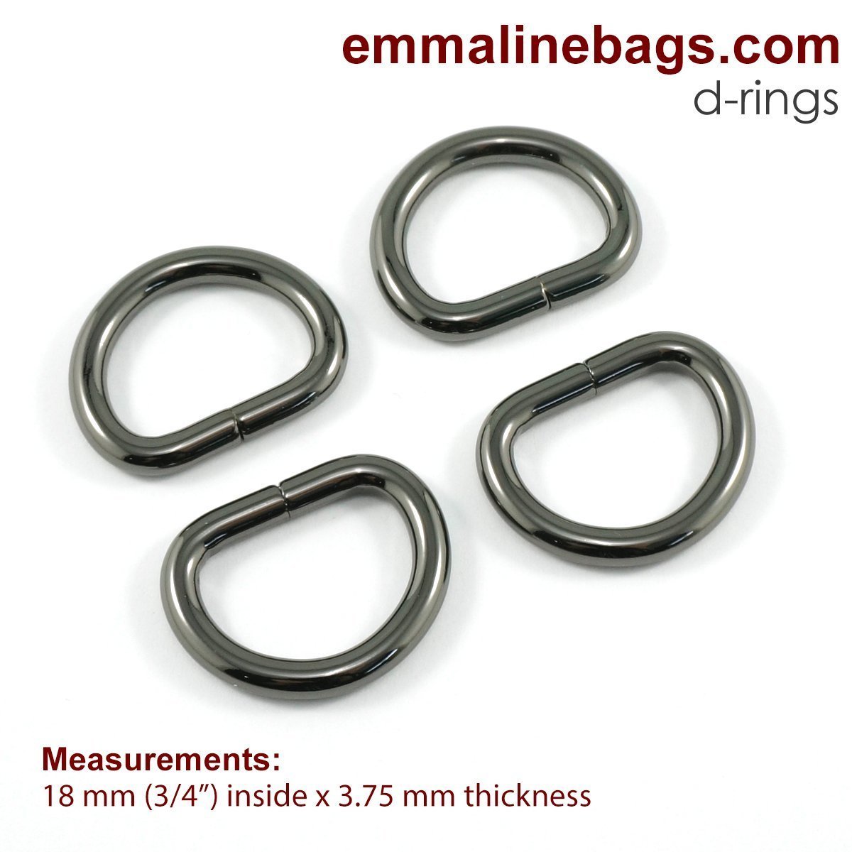 D-Rings 3/4" Gunmetal Finish (4 pack)