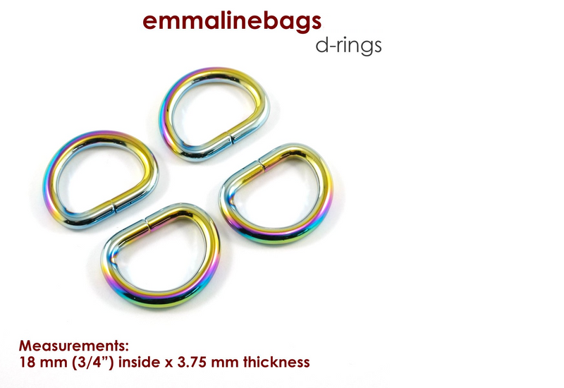 D-Rings 3/4" Iridescent Rainbow Finish (4 pack)