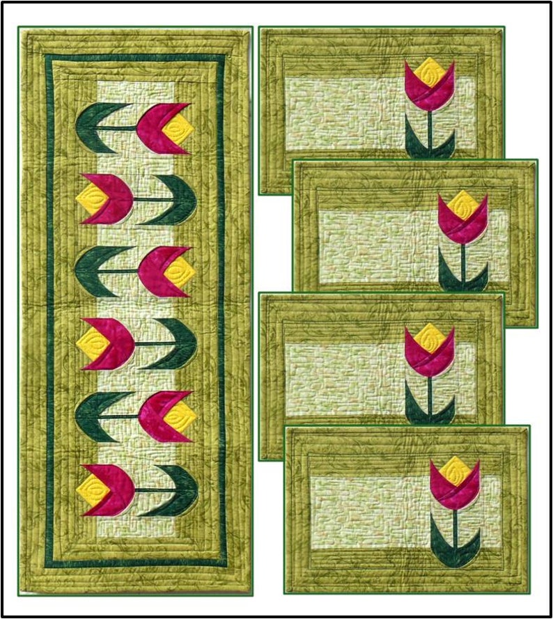 Spring Tulips Table Runner & Placemats -JB Quilt Designs