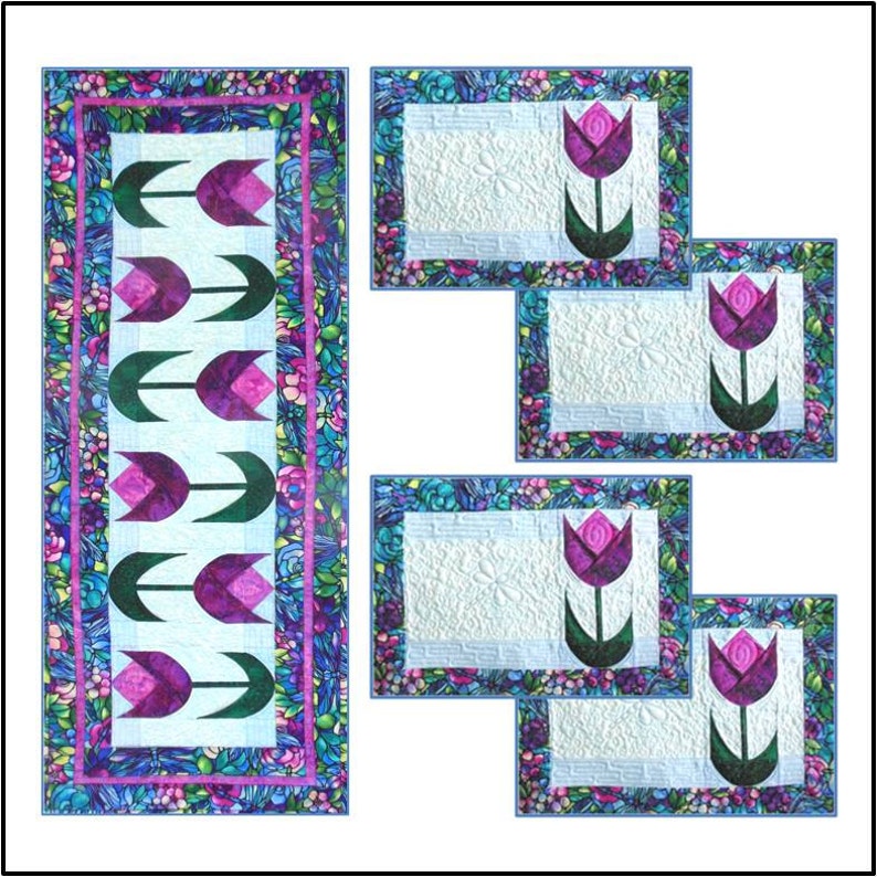 Spring Tulips Table Runner & Placemats -JB Quilt Designs