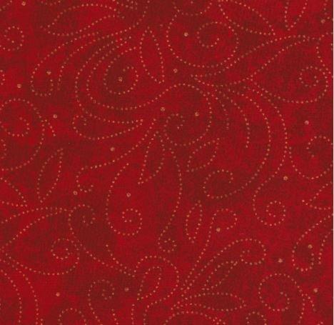 110"  Scrolls Cotton Wide Back - Red/Gold