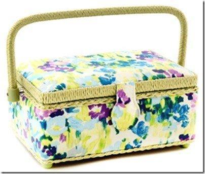 Small Rectangle Sewing Basket - Floral Pattern 9-1/4" x 6-1/4" x 4-1/4"